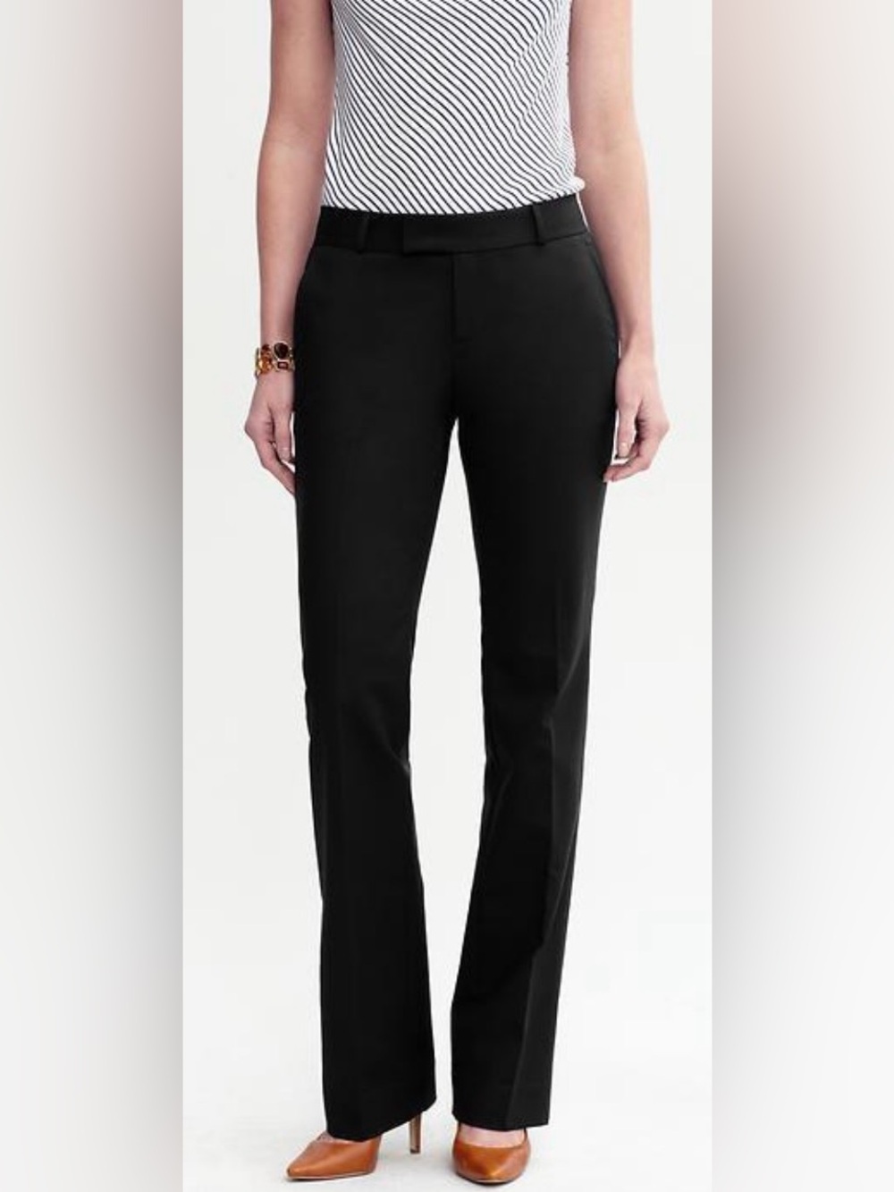 Banana Republic Martin Fit Sleek Black Straight Leg Dress Pants, Size 10